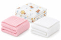 KASSY POP Kids Muslin Cotton Bath Towel, Blanket, Swaddle,105 X 105 cm - Pack of 2 (Pink and Moon)