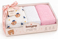 KASSY POP Kids Muslin Cotton Bath Towel, Blanket, Swaddle,105 X 105 cm - Pack of 2 (Pink and Teddy)