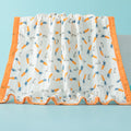 Kassy Pop Printed 6 Layer Bamboo Muslin Blanket Cum Swaddling Towel, (110cm x 110cm) - Carrot Print
