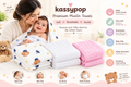 KASSY POP Kids Muslin Cotton Bath Towel, Blanket, Swaddle,105 X 105 cm - Pack of 3 (Pink, White and Teddy)