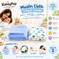 KASSY POP Kids Muslin Cotton Bath Towel, Blanket, Swaddle,105 X 105 cm - Pack of 2 (Blue and Animal Print)