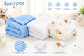 KASSY POP Kids Muslin Cotton Bath Towel, Blanket, Swaddle,105 X 105 cm - Pack of 3 (Blue, White and Moon)