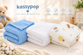 KASSY POP Kids Muslin Cotton Bath Towel, Blanket, Swaddle,105 X 105 cm - Pack of 3 (Blue, White and Moon)