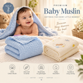 KASSY POP Kids Muslin Cotton Bath Towel, Blanket, Swaddle,105 X 105 cm - Pack of 2 (Blue and Moon))