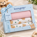 KASSY POP Kids Muslin Cotton Bath Towel, Blanket, Swaddle,105 X 105 cm - Pack of 2 (Pink and Bear)
