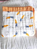 Kassy Pop Printed 6 Layer Bamboo Muslin Blanket Cum Swaddling Towel, (110cm x 110cm) - Carrot Print