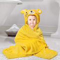 Kassy Pop Microfiber Fleece Animal Hooded Baby Bath Towel cum Blanket (30x40-inch, 0-2 Yrs) - Yellow