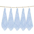 Kassy Pop Muslin Baby Face Towel, Square Wipes, 10x10-inches, 0-18 Months (Blue) - Pack of 5
