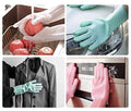 Multi-use Latex Free Silicon Scrubber Gloves for Dishwashing, Pet Grooming, Car Cleaning, Great for Protecting Hands During Washing, Heat Resistance Kitchen Gloves (Multi-Colour, 1 Pair)
