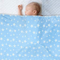 Kassy Pop Double Layer Minky Baby Hooded Receiving Blanket - Blue Star Hooded