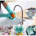 Multi-use Latex Free Silicon Scrubber Gloves for Dishwashing, Pet Grooming, Car Cleaning, Great for Protecting Hands During Washing, Heat Resistance Kitchen Gloves (Multi-Colour, 1 Pair)