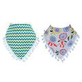 KASSY POP Baby Absorbing Bandana Drool Bibs (Adjustable Size), Set of 2 - Tassel Print