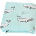 Kassy Pop 100% Bamboo Cotton Baby Swaddle Wrap Cum Receiving Blanket, 125x100 cm - Whale Print