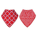 KASSY POP Baby Absorbing Bandana Drool Bibs (Adjustable Size), Set of 2 - Red Print