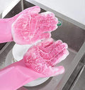 Multi-use Latex Free Silicon Scrubber Gloves for Dishwashing, Pet Grooming, Car Cleaning, Great for Protecting Hands During Washing, Heat Resistance Kitchen Gloves (Multi-Colour, 1 Pair)
