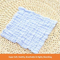 Kassy Pop Muslin Baby Face Towel, Square Wipes, 10x10-inches, 0-18 Months (Blue) - Pack of 5