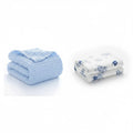KASSY POP Kids Muslin Cotton Bath Towel, Blanket, Swaddle,105 X 105 cm - Pack of 2 (Blue and Printed)