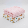 KASSY POP Kids Muslin Cotton Bath Towel, Blanket, Swaddle,105 X 105 cm - Pack of 2 (Pink and Bear)