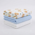 KASSY POP Kids Muslin Cotton Bath Towel, Blanket, Swaddle,105 X 105 cm - Pack of 3 (Blue, White and Bear)