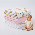 KASSY POP Kids Muslin Cotton Bath Towel, Blanket, Swaddle,105 X 105 cm - Pack of 3 (Pink, White and Bear)