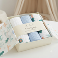 KASSY POP Kids Muslin Cotton Bath Towel, Blanket, Swaddle,105 X 105 cm - Pack of 3 (Blue, White and Pinkprint)