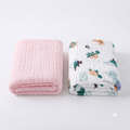 KASSY POP Kids Muslin Cotton Bath Towel, Blanket, Swaddle,105 X 105 cm - Pack of 2 (Pink and Animal Print)