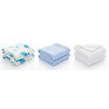 KASSY POP Kids Muslin Cotton Bath Towel, Blanket, Swaddle,105 X 105 cm - Pack of 3 (Blue, White and Printed)