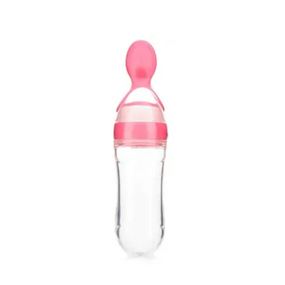 Kassy Pop Silicone Squeeze Baby Feeding Spoon Training Feeder, 90 ml - Pink