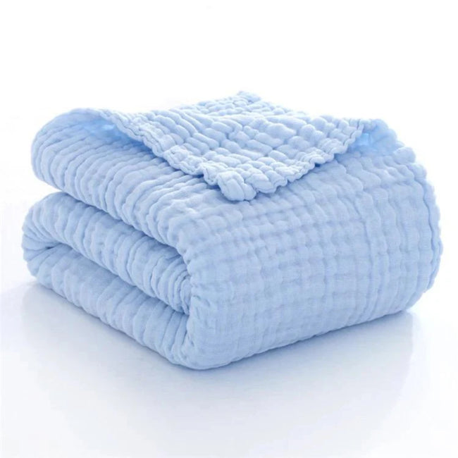KASSY POP Kids Muslin Cotton Bath Towel, Blanket, Swaddle,105 X 105 cm - Pack of 2 (Blue and Printed)