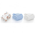 KASSY POP Kids Muslin Cotton Bath Towel, Blanket, Swaddle,105 X 105 cm - Pack of 3 (Blue, White and Printed)