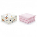 KASSY POP Kids Muslin Cotton Bath Towel, Blanket, Swaddle,105 X 105 cm - Pack of 2 (Pink and Printed)