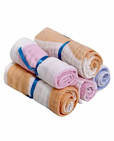 Kassy Pop Muslin Baby Face Towel, Square Wipes, 10x10-inches, 0-18 Months (Stripes) - Pack of 5