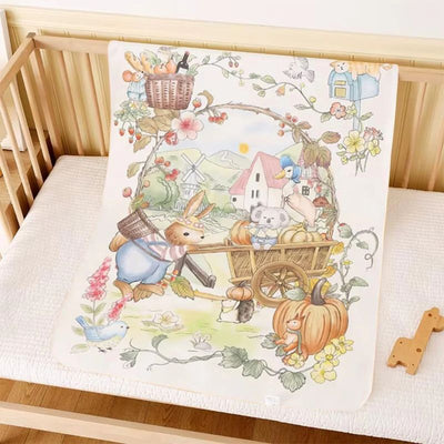 Kassy Pop 100% Bamboo Cotton Baby Swaddle Wrap Cum Receiving Blanket, 110x110 cm - Animal Cart Print