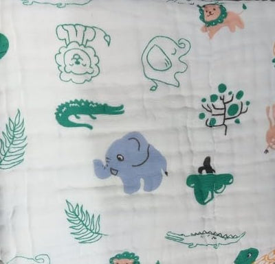 KASSY POP Kids Muslin Cotton Bath Towel, Blanket, Swaddle,105 X 105 cm - Pink Print
