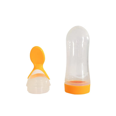 Kassy Pop Silicone Squeeze Baby Feeding Spoon Training Feeder, 90 ml - White