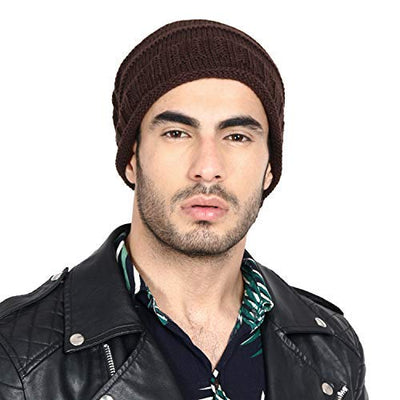 Kassy Pop Men's and Women's Knitted Wool Beanie Cap, Free Size - Brown
