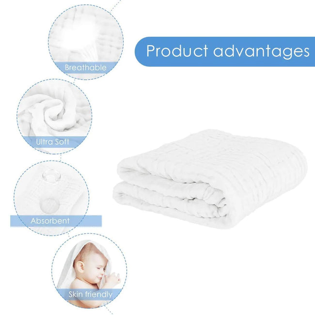 KASSY POP Kids Muslin Cotton Bath Towel, Blanket, Swaddle,105 X 105 cm - Moon Print