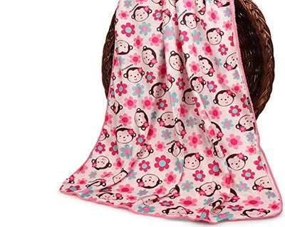 Kassy Pop Baby Baby Plush Microfiber Fleece Blankets for 0-2 Years, 30 x 40 inches - Monkey Print