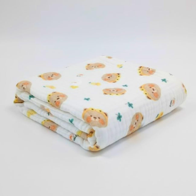 KASSY POP Kids Muslin Cotton Bath Towel, Blanket, Swaddle,105 X 105 cm - Bear Print