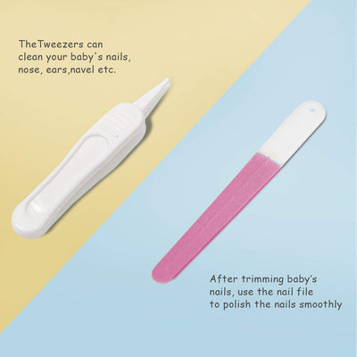 Kassy Pop 4-in-1 Baby Manicure Grooming Kit Set with Baby Nail, Scissor, File, and Tweezer - Pink