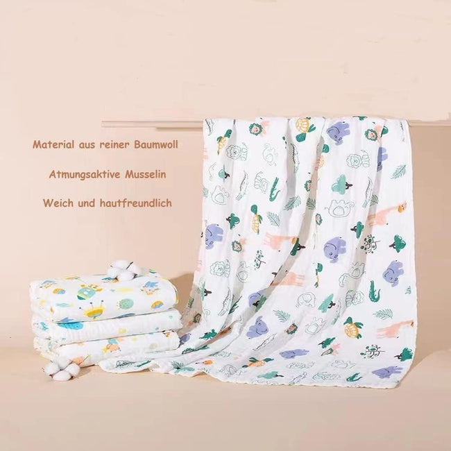 KASSY POP Kids Muslin Cotton Bath Towel, Blanket, Swaddle,105 X 105 cm - Pink Print