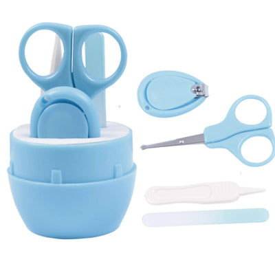 Kassy Pop 4-in-1 Baby Manicure Grooming Kit Set with Baby Nail, Scissor, File, and Tweezer - Blue