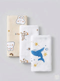 KASSY POP New Born Wrapping Cloth - Pack of 3 | Ultra Soft Baby cum Wash towel | 6 Layer Cotton | Reusable Towel for Baby | 83cm X 83cm - Multi Prints