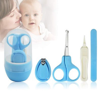 Kassy Pop 4-in-1 Baby Manicure Grooming Kit Set with Baby Nail, Scissor, File, and Tweezer - Blue