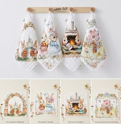 Kassy Pop Muslin Baby Face Towel, Square Wipes, 10x10-inches, 0-18 Months (White Printed) - Pack of 5