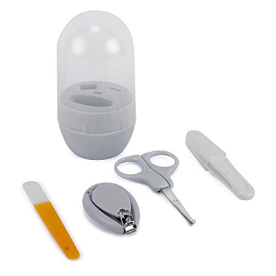 Kassy Pop 4-in-1 Baby Manicure Grooming Kit Set with Baby Nail, Scissor, File, and Tweezer - Grey