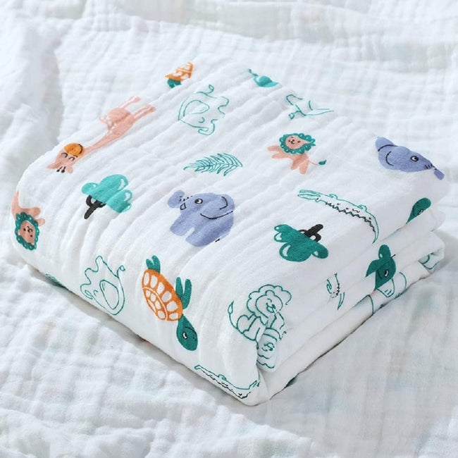 KASSY POP Kids Muslin Cotton Bath Towel, Blanket, Swaddle,105 X 105 cm - Pink Print