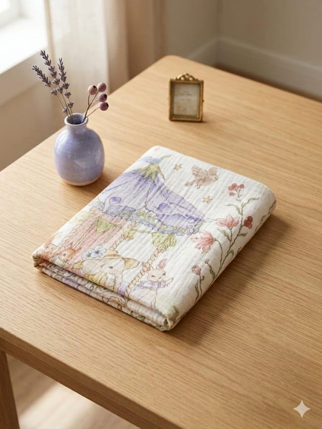 Kassy Pop 100% Bamboo Cotton Baby Swaddle Wrap Cum Receiving Blanket, 110x110 cm - Jungle Print 4