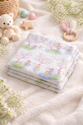 Kassy Pop 100% Bamboo Cotton Baby Swaddle Wrap Cum Receiving Blanket, 110x110 cm - Bunny Print