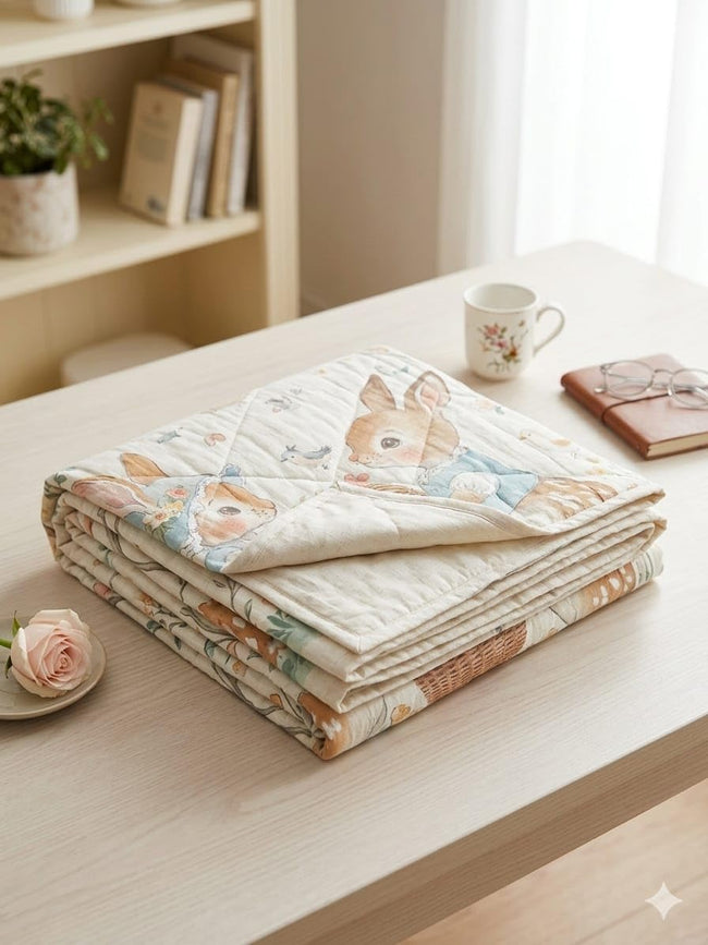 KASSY POP Baby's Cotton Wrapping Receiving Blanket for New Born (0-1.5 Years) - Rabbit Print